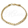 Gold Tone Basic Bracelet, Curb Design, Polished, Golden Finish, 04.242.0026.08GT
