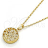 Oro Laminado Pendant Necklace, Gold Filled Style with White Cubic Zirconia, Diamond Cutting Finish, Golden Finish, 04.63.1348.18