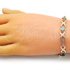 Oro Laminado Fancy Bracelet, Gold Filled Style Infinite Design, with White Cubic Zirconia, Polished, Golden Finish, 03.196.0010.08