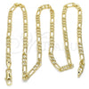 Oro Laminado Basic Necklace, Gold Filled Style Figaro Design, Polished, Golden Finish, 04.213.0145.22