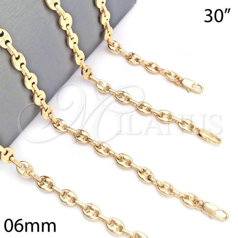 Oro Laminado Basic Necklace, Gold Filled Style Mariner Design, Polished, Golden Finish, 04.63.1310.30