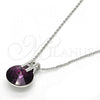 Rhodium Plated Pendant Necklace, with Amethyst Swarovski Crystals and White Micro Pave, Polished, Rhodium Finish, 04.239.0017.2.16