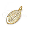 Oro Laminado Religious Pendant, Gold Filled Style Guadalupe Design, Polished, Golden Finish, 05.100.0002