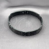 Stainless Steel Solid Bracelet, Greek Key Design, Polished, Black Rhodium Finish, 03.114.0315.1.09