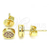 Oro Laminado Stud Earring, Gold Filled Style with Ruby Micro Pave, Polished, Golden Finish, 02.156.0478.1