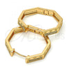 Oro Laminado Huggie Hoop, Gold Filled Style with White Micro Pave, Polished, Golden Finish, 02.213.0012.30