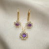 Oro Laminado Earring and Pendant Adult Set, Gold Filled Style Flower Design, with  Cubic Zirconia, Golden Finish, 5.058.011