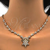 Oro Laminado Necklace and Earring, Gold Filled Style Teardrop Design, with White Cubic Zirconia, Polished, Golden Finish, 06.236.0005