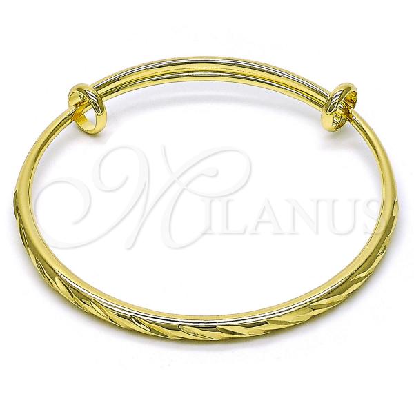 Oro Laminado Individual Bangle, Gold Filled Style Diamond Cutting Finish, Golden Finish, 07.213.0010.04