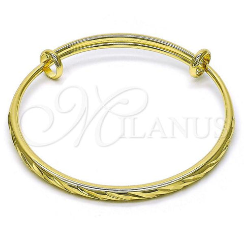 Oro Laminado Individual Bangle, Gold Filled Style Diamond Cutting Finish, Golden Finish, 07.213.0010.04