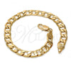 Oro Laminado Basic Bracelet, Gold Filled Style Curb Design, Polished, Golden Finish, 5.222.003.08