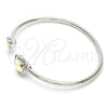 Rhodium Plated Individual Bangle, Flower Design, with Luminous Green Swarovski Crystals, Polished, Rhodium Finish, 07.239.0011.3 (02 MM Thickness, One size fits all)