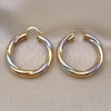Oro Laminado Medium Hoop, Gold Filled Style Hollow and Twist Design, Polished, Golden Finish, 02.170.0468.40