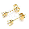 Oro Laminado Stud Earring, Gold Filled Style with White Cubic Zirconia, Polished, Golden Finish, 5.128.015
