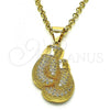 Oro Laminado Fancy Pendant, Gold Filled Style with White Micro Pave, Polished, Golden Finish, 05.342.0083