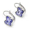 Rhodium Plated Leverback Earring, Butterfly Design, with Provence Lavander Swarovski Crystals, Polished, Rhodium Finish, 02.239.0011.4