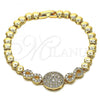 Oro Laminado Fancy Bracelet, Gold Filled Style Infinite Design, with White Micro Pave, Polished, Golden Finish, 03.283.0195.08