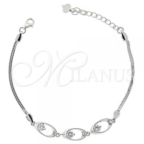 Sterling Silver Fancy Bracelet, with White Cubic Zirconia, Rhodium Finish, 03.183.0035.06