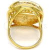 Oro Laminado Multi Stone Ring, Gold Filled Style Chunky Design, with White Crystal, Polished, Golden Finish, 01.241.0013.07 (Size 7)