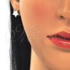 Sterling Silver Stud Earring, Star Design, Polished, Rhodium Finish, 02.369.0017