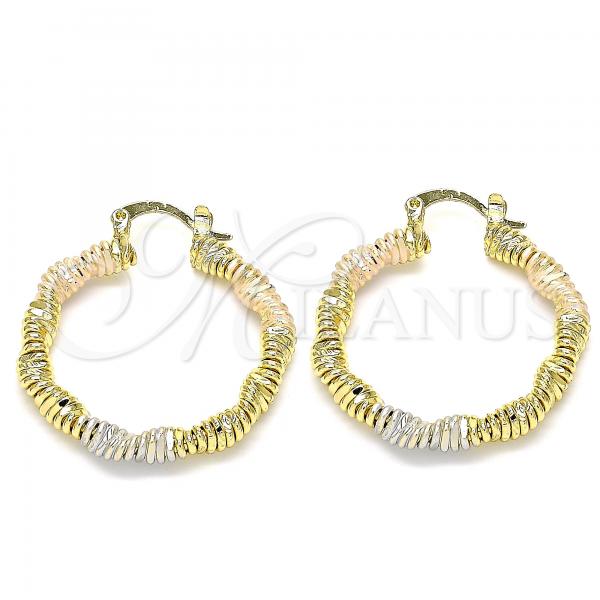 Oro Laminado Medium Hoop, Gold Filled Style Polished, Tricolor, 02.170.0348.30