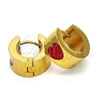 Stainless Steel Huggie Hoop, Heart Design, Red Enamel Finish, Golden Finish, 02.216.0011.3