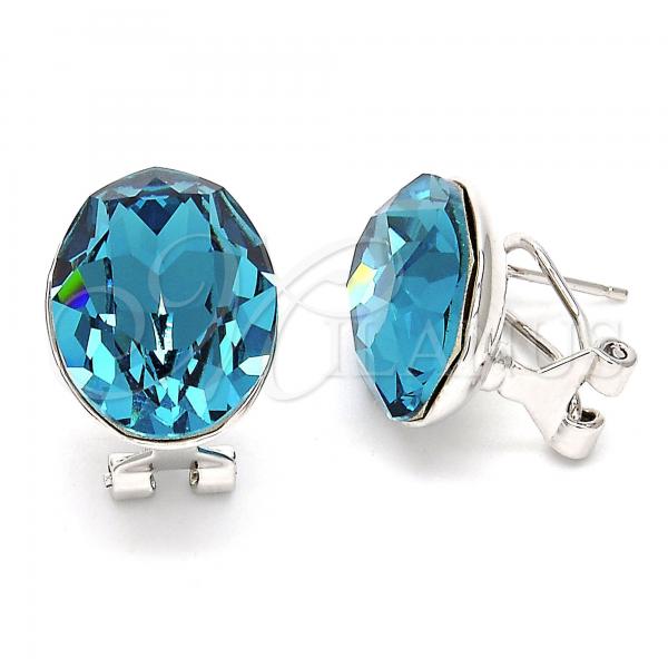 Rhodium Plated Stud Earring, with Indicolite Swarovski Crystals, Polished, Rhodium Finish, 02.239.0015