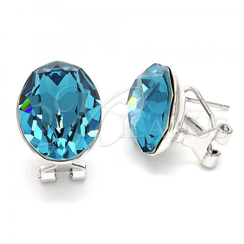 Rhodium Plated Stud Earring, with Indicolite Swarovski Crystals, Polished, Rhodium Finish, 02.239.0015