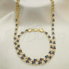 Oro Laminado Necklace and Bracelet, Gold Filled Style with Sapphire Blue and White Cubic Zirconia, Polished, Golden Finish, 06.284.0013.2