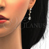 Oro Laminado Necklace and Earring, Gold Filled Style Flower and Leaf Design, with White Cubic Zirconia, Polished, Golden Finish, 06.205.0002