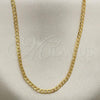 Oro Laminado Basic Necklace, Gold Filled Style Pave Cuban Design, Polished, Golden Finish, 04.32.0018.22