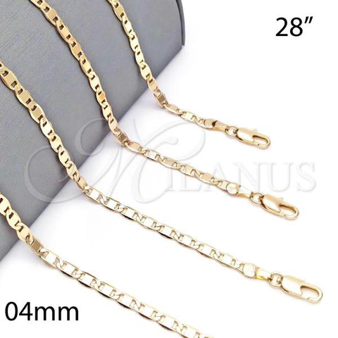 Oro Laminado Basic Necklace, Gold Filled Style Pave Mariner Design, Polished, Golden Finish, 5.222.029.28