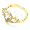 Oro Laminado Multi Stone Ring, Gold Filled Style Teardrop Design, with White Cubic Zirconia, Polished, Golden Finish, 01.221.0007.07 (Size 7)