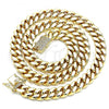 Oro Laminado Basic Necklace, Gold Filled Style Miami Cuban Design, with White Micro Pave, Polished, Golden Finish, 03.278.0005.24