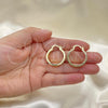 Oro Laminado Small Hoop, Gold Filled Style Greek Key Design, Polished, Golden Finish, 02.170.0203.25