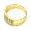 Oro Laminado Mens Ring, Gold Filled Style with White Micro Pave, Polished, Golden Finish, 01.156.0002.10 (Size 10)