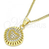 Oro Laminado Pendant Necklace, Gold Filled Style Heart Design, with White Micro Pave, Polished, Golden Finish, 04.156.0332.20