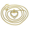 Oro Laminado Pendant Necklace, Gold Filled Style Heart Design, with Multicolor Micro Pave, Polished, Golden Finish, 04.94.0037.2.20