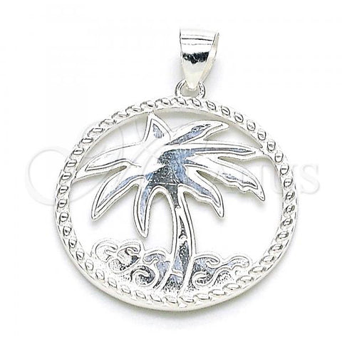 Sterling Silver Fancy Pendant, Palm Tree Design, Polished,, 05.398.0062