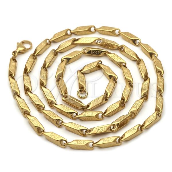 Stainless Steel Basic Necklace, Diamond Cutting Finish, Two Tone, 04.113.0066.30