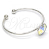 Rhodium Plated Individual Bangle, with Aurore Boreale Swarovski Crystals, Polished, Rhodium Finish, 07.239.0012.5 (02 MM Thickness, One size fits all)