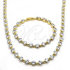 Oro Laminado Necklace and Bracelet, Gold Filled Style with White Cubic Zirconia, Polished, Golden Finish, 06.205.0031