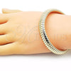 Oro Laminado Fancy Bracelet, Gold Filled Style Expandable Bead Design, Polished, Golden Finish, 03.213.0252.08
