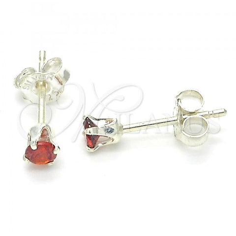 Sterling Silver Stud Earring, with Garnet Cubic Zirconia, Polished,, 02.63.2604.1
