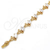 Oro Laminado Tennis Bracelet, Gold Filled Style Teardrop Design, with White Cubic Zirconia, Polished, Golden Finish, 03.213.0040.08