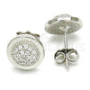 Sterling Silver Stud Earring, with White Cubic Zirconia, Polished, Rhodium Finish, 02.336.0108