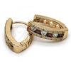 Oro Laminado Huggie Hoop, Gold Filled Style with Garnet and White Cubic Zirconia, Polished, Golden Finish, 02.267.0021.15