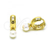 Oro Laminado Huggie Hoop, Gold Filled Style with Ivory Pearl, Polished, Golden Finish, 02.213.0459.12