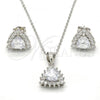 Sterling Silver Earring and Pendant Adult Set, with White Cubic Zirconia, Polished, Rhodium Finish, 10.175.0052