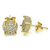 Oro Laminado Stud Earring, Gold Filled Style with White Micro Pave, Polished, Golden Finish, 02.344.0084